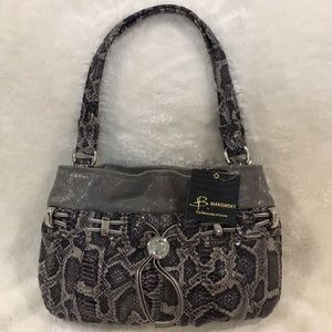 NWT B. Makowsky Gray Snakeskin Shoulder Bag
